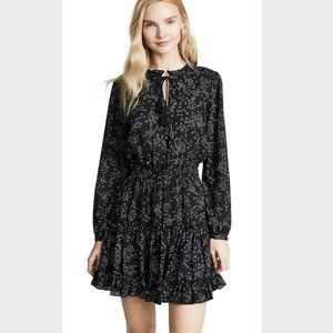 Rebecca Minkoff Rosemary Star-print Long-sleeve Short Dress In Black